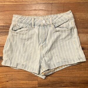 PacSun Light Blue Striped Jean Shorts